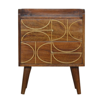 Chestnut Inlay Abstract Bedside Table