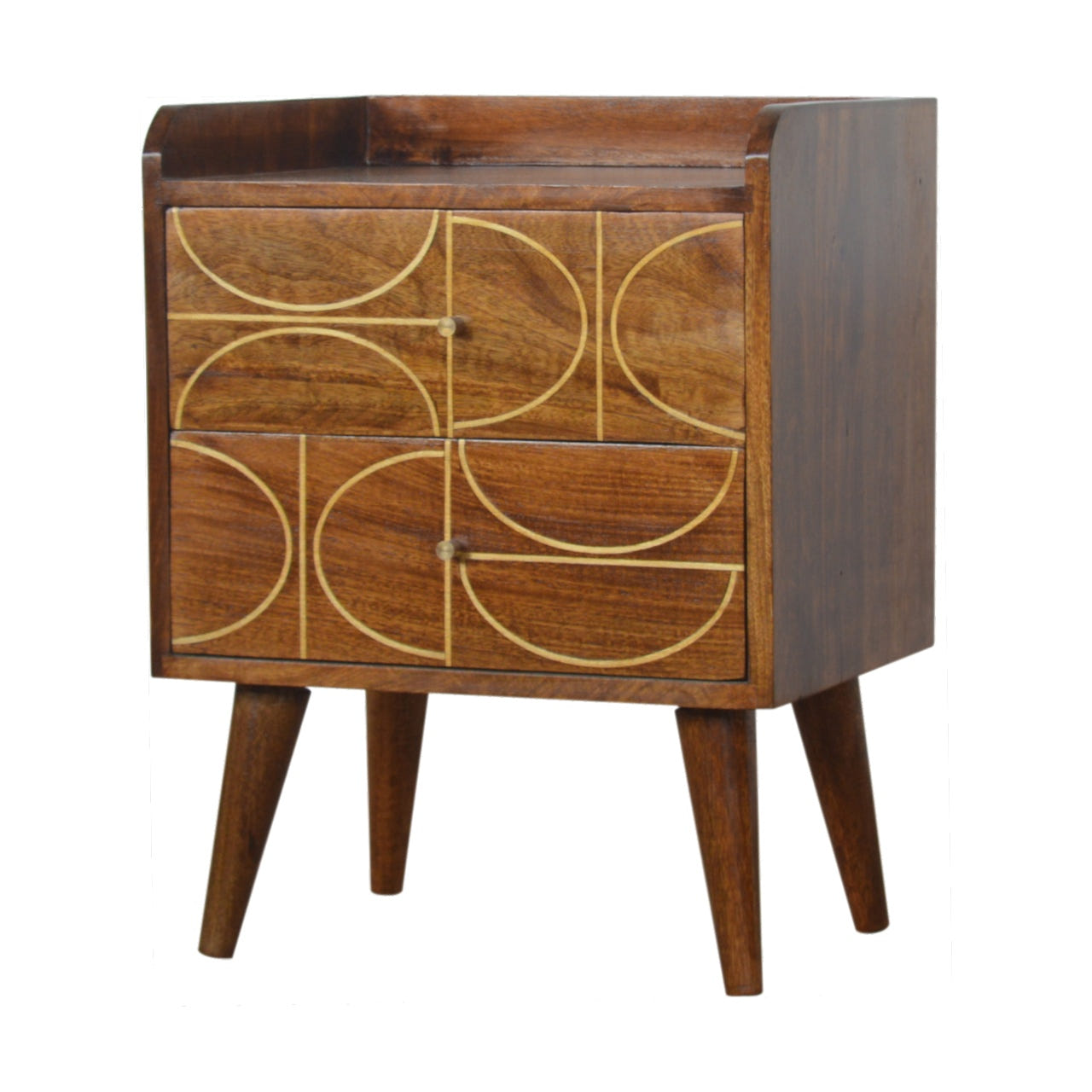 Chestnut Inlay Abstract Bedside Table