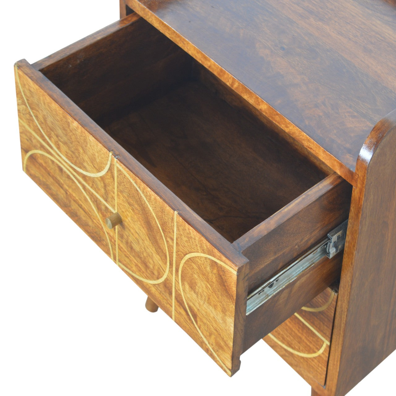Chestnut Inlay Abstract Bedside Table