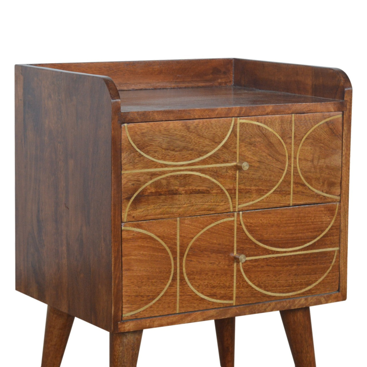 Chestnut Inlay Abstract Bedside Table