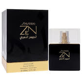 Shiseido Zen Gold Elixir perfume bottle and packaging on a white background