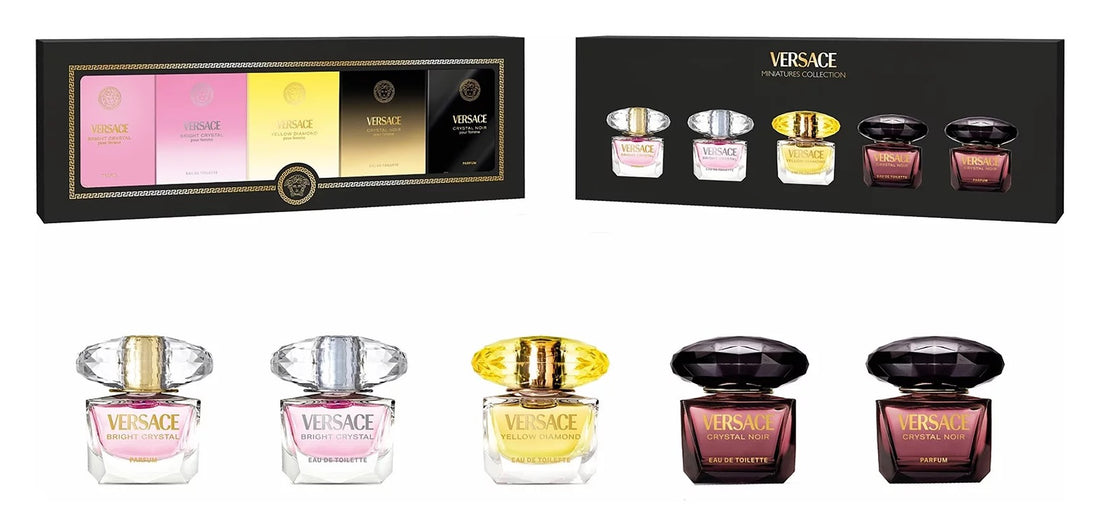 Versace Crystal Mini Gift Set: 3 x 5ml Eau de Toilette Spray + 2 x 5ml Eau de Parfum Spray