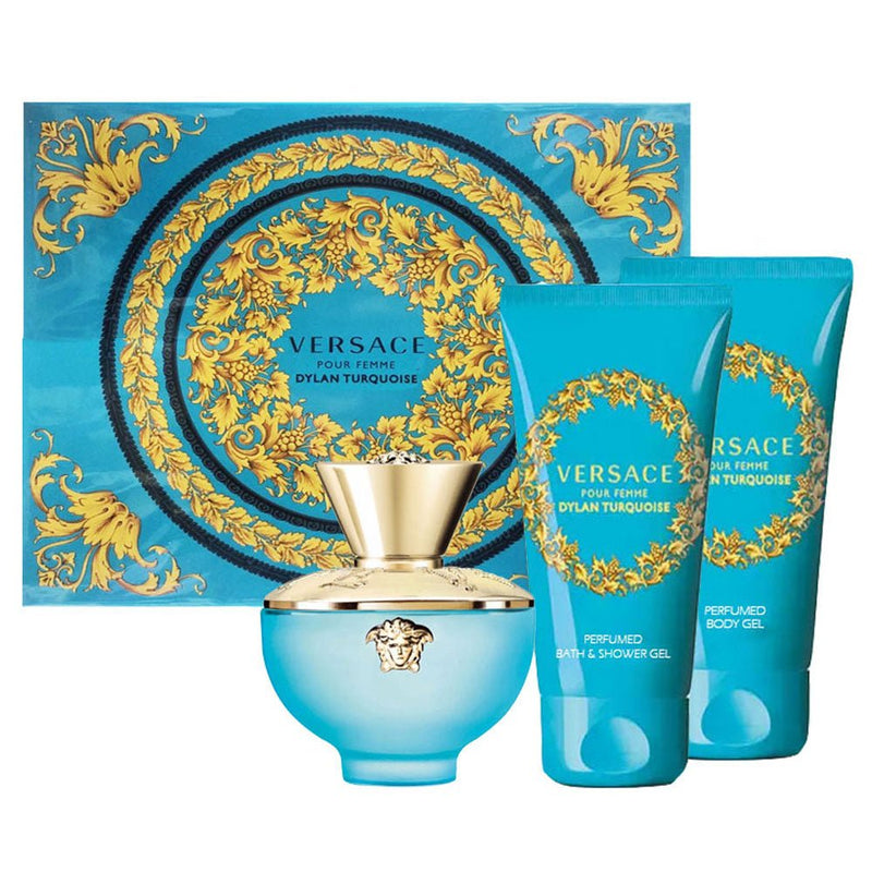 Versace Pour Femme Dylan Turquoise Gift Set 50ml EDT + 50ml Bath & Shower Gel + 50ml Body Gel