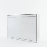Double (140cm) Horizontal Wall Bed with Cabinet White Matt
