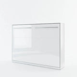 Double (140cm) Horizontal Wall Bed with Cabinet White Gloss