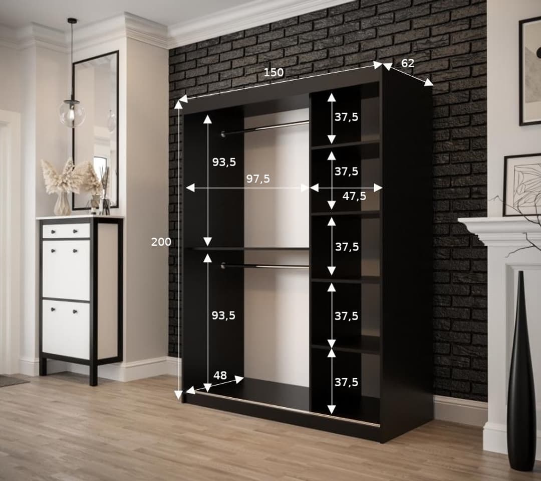 Tilburg Sliding Door Wardrobe 150cm - Dark Oak