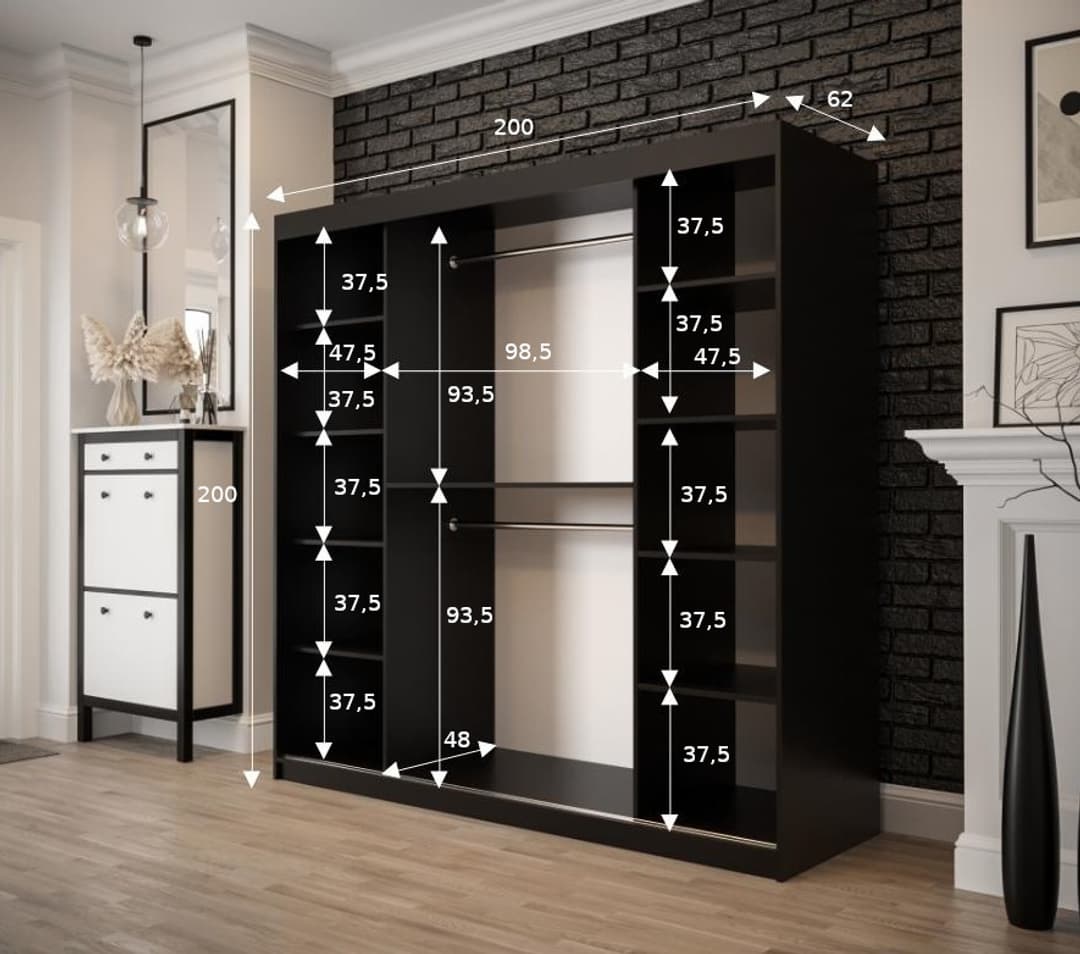 Tilburg I Sliding Door Wardrobe 200cm - Dark Oak