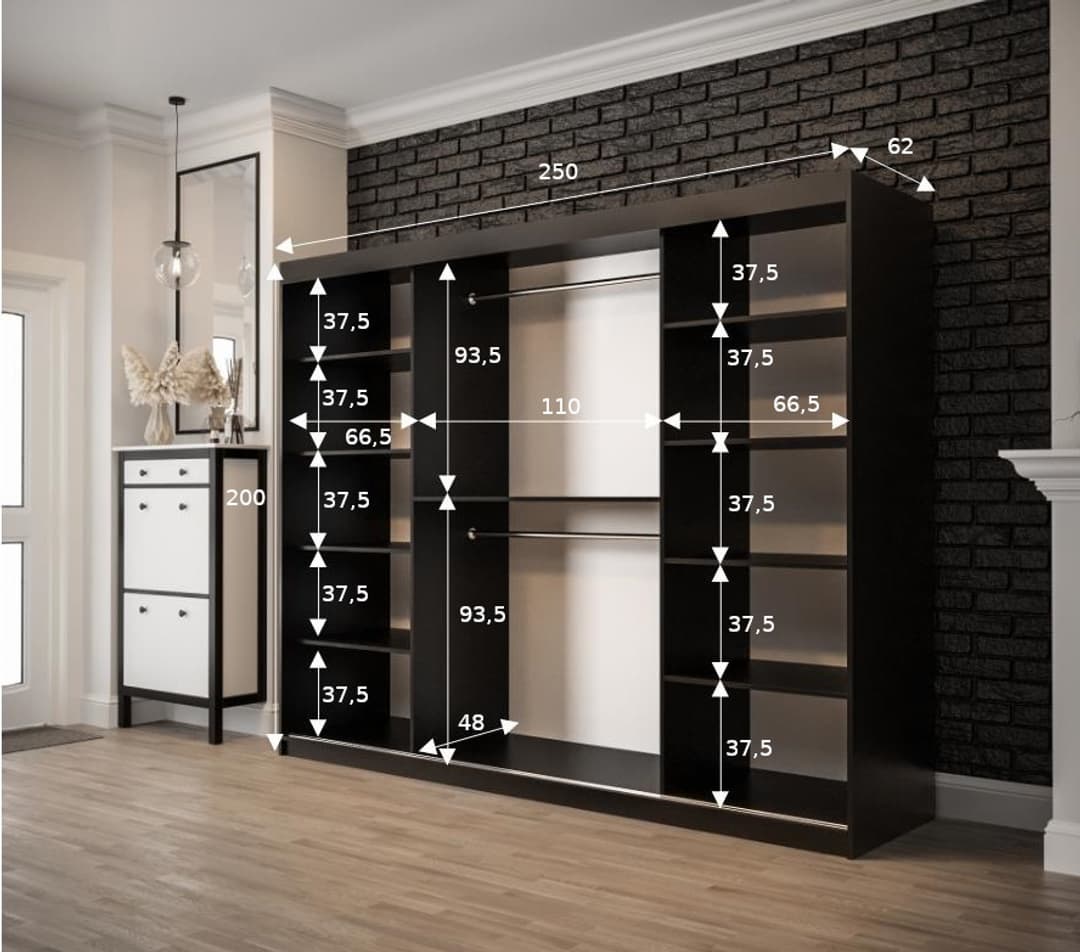 Tilburg Sliding Door Wardrobe 250cm - Dark Oak