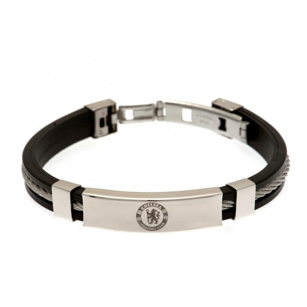 Chelsea FC Silver Inlay Silicone Bracelet - Officially licensed merchandise.