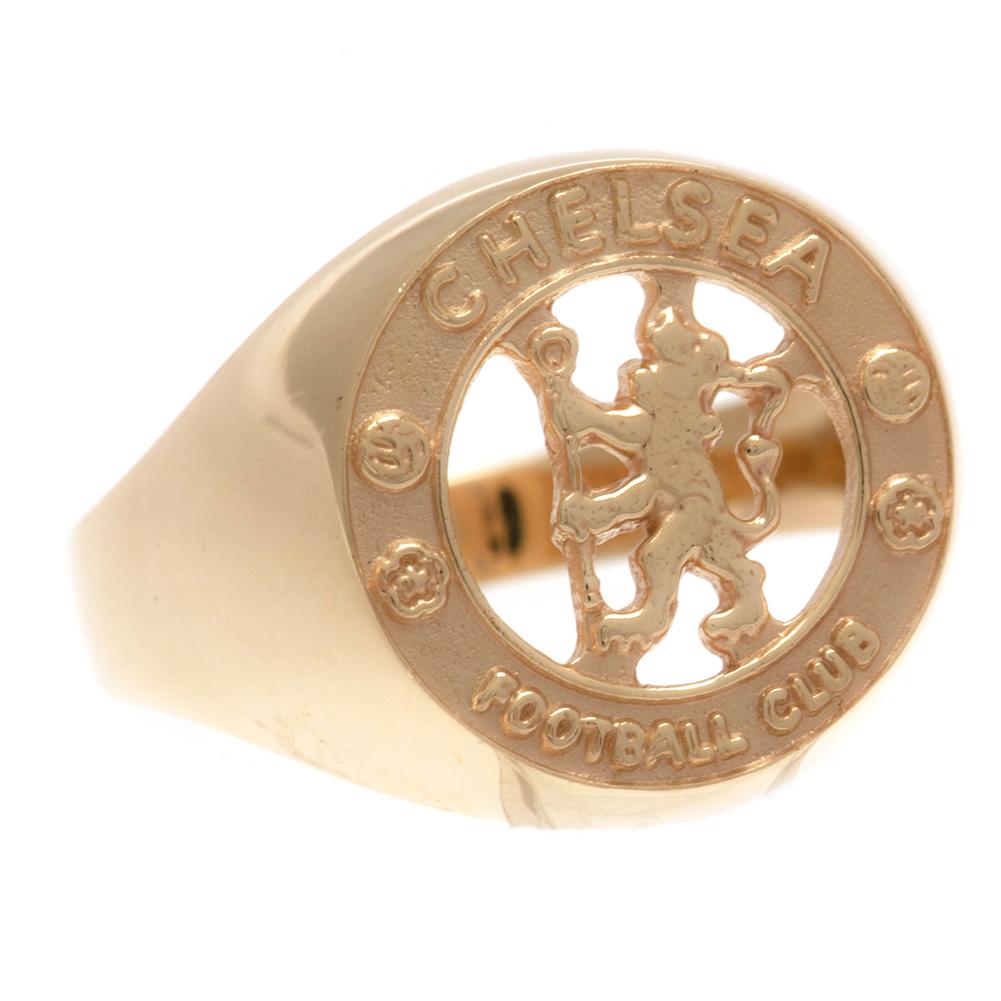 Chelsea FC 9ct Gold Crest Ring showcasing a large detailed emblem, perfect for passionate football fans.