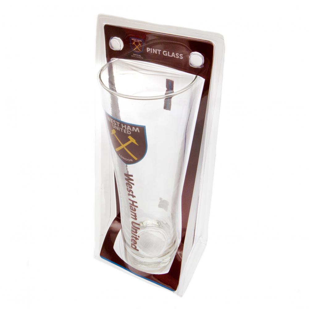 West Ham United FC Tall Beer Glass - Officially licensed merchandise.