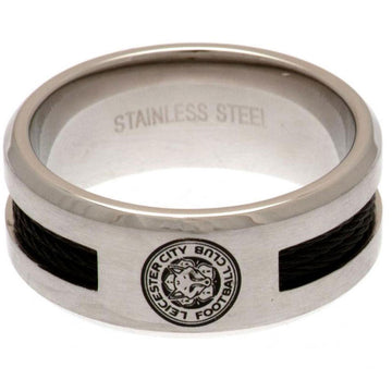 Leicester City FC Black Inlay Ring Small - Officially licensed merchandise.