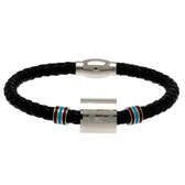 West Ham United FC Leather Bracelet with Colour Rings & Stainless Steel Clasp