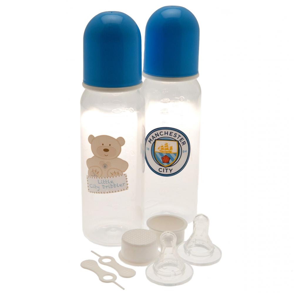 Manchester City FC 2pk Feeding Bottles - Officially licensed merchandise.
