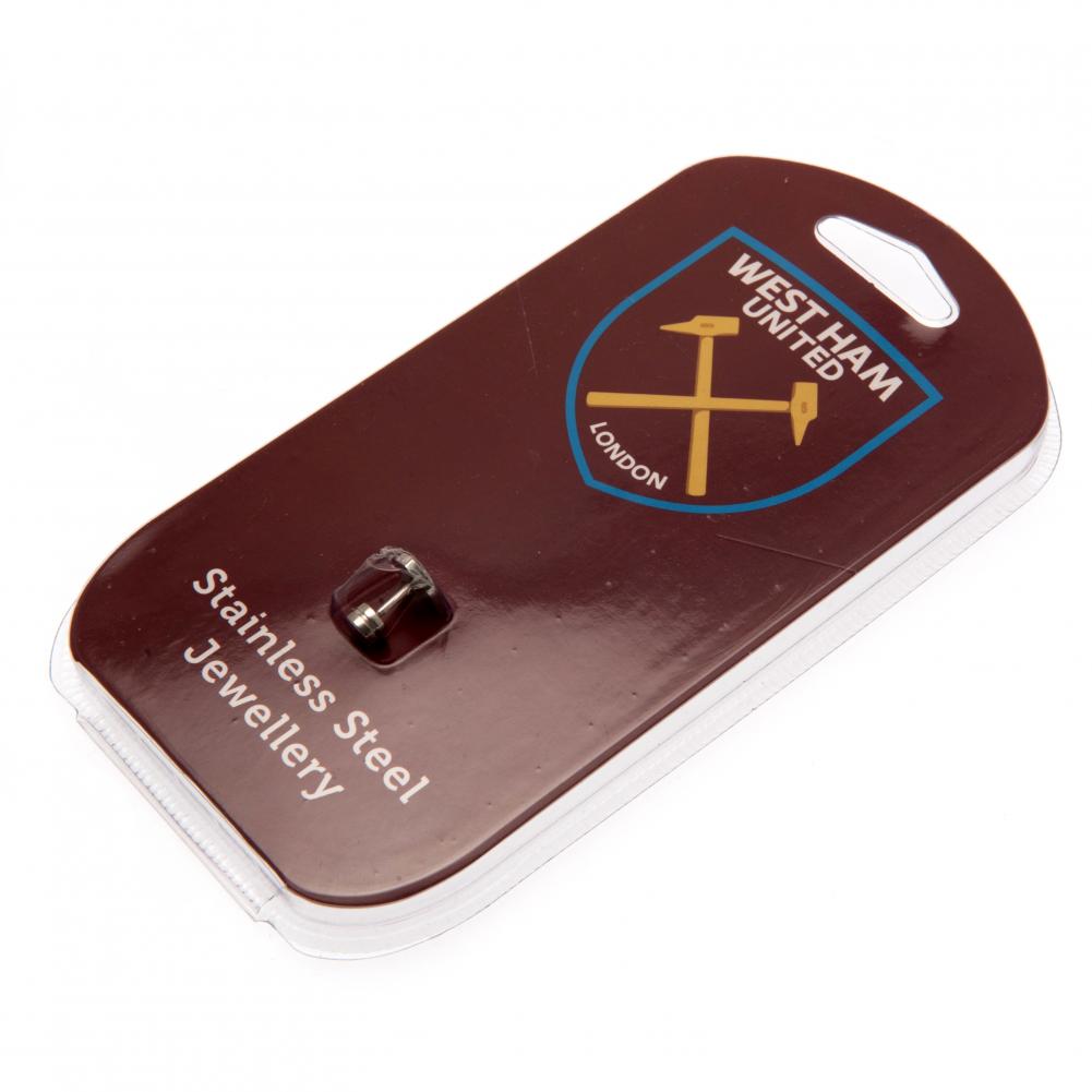 West Ham United FC Stainless Steel Cut Out Stud Earrings featuring the iconic crest design, perfect for fans and stylish accessories.