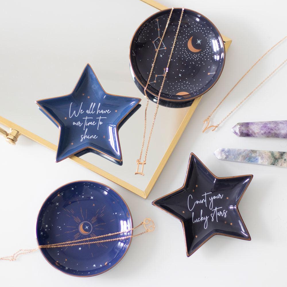 10.5cm Ceramic Purple Star Sign Trinket Dish-Jewellery Storage Trinket Boxes