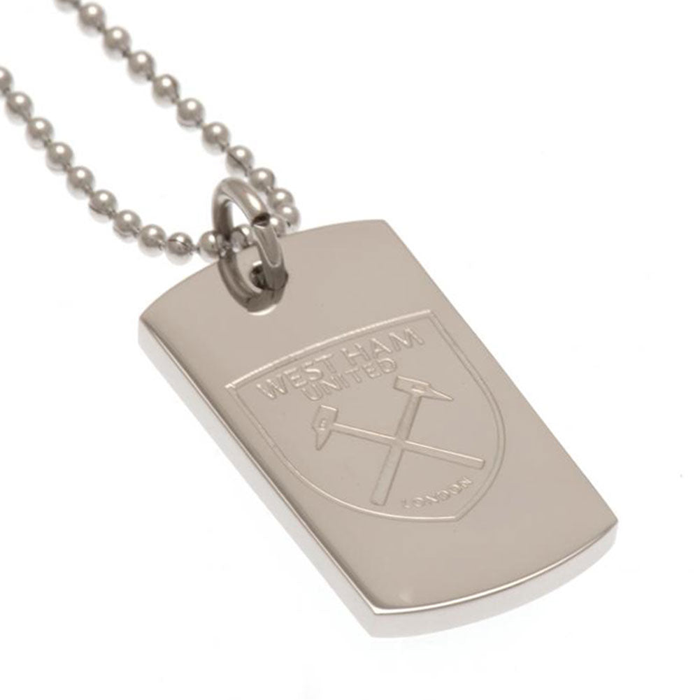 West Ham United FC Engraved Dog Tag & Chain - Officially licensed merchandise.