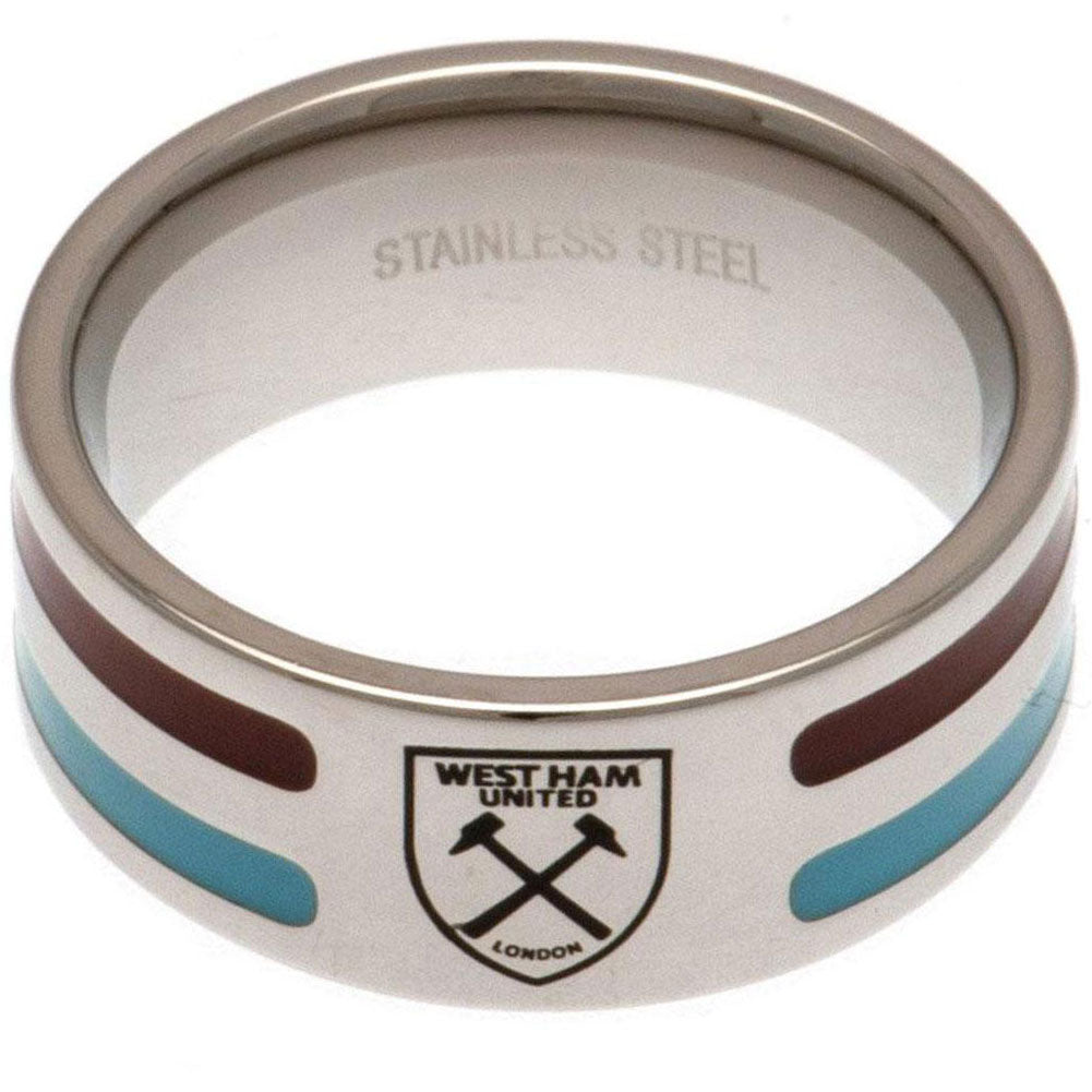 West Ham United FC Colour Stripe Ring Medium - Officially licensed merchandise.