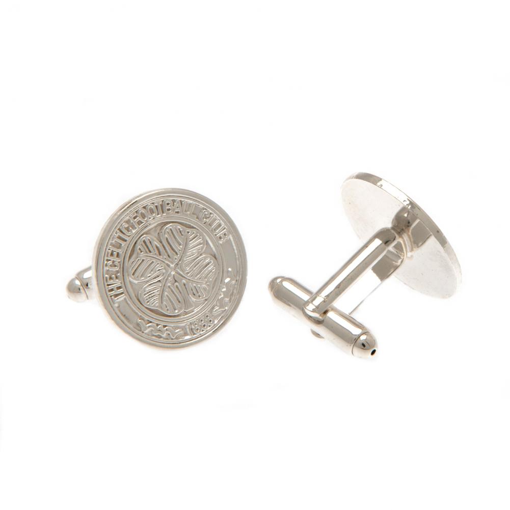 Celtic FC Silver Plated Formed Cufflinks - Officially licensed merchandise.