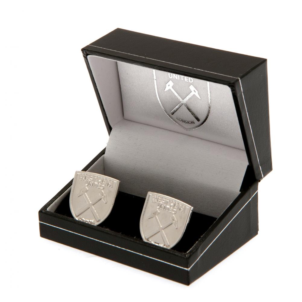 West Ham United FC Silver Plated Formed Cufflinks - Officially licensed merchandise.