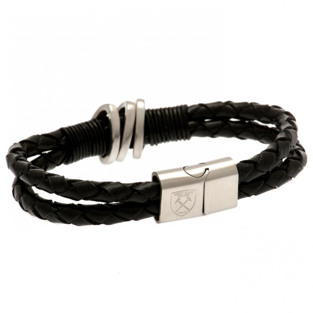 West Ham United FC Leather Bracelet - Officially licensed merchandise.