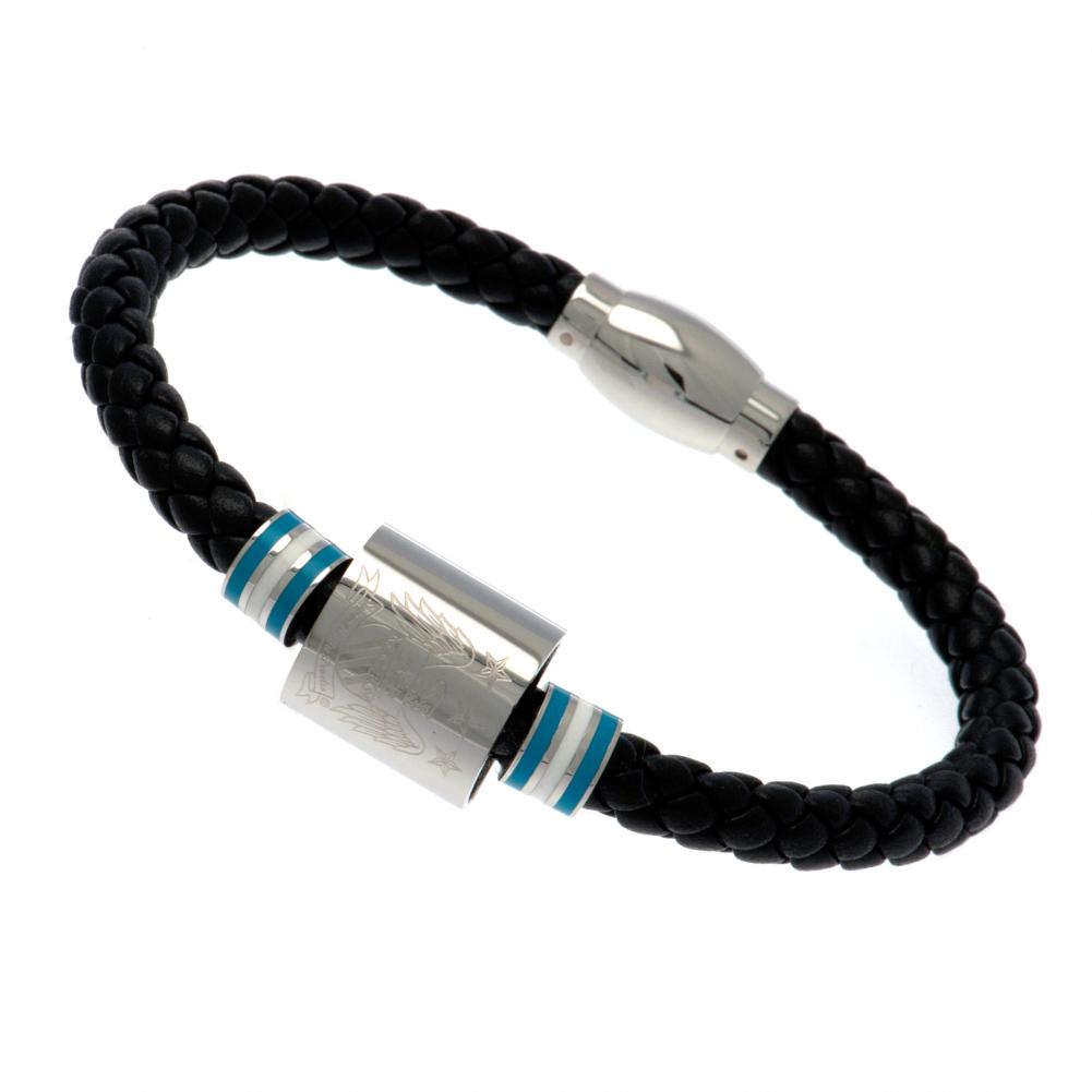 Manchester City FC Leather Bracelet with Colour Rings & Club Crest