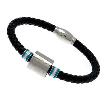 Manchester City FC Leather Bracelet with Colour Rings & Club Crest