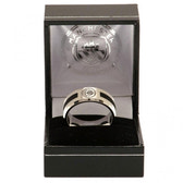 Manchester City FC Large Black Inlay Ring - Stainless Steel with City Crest