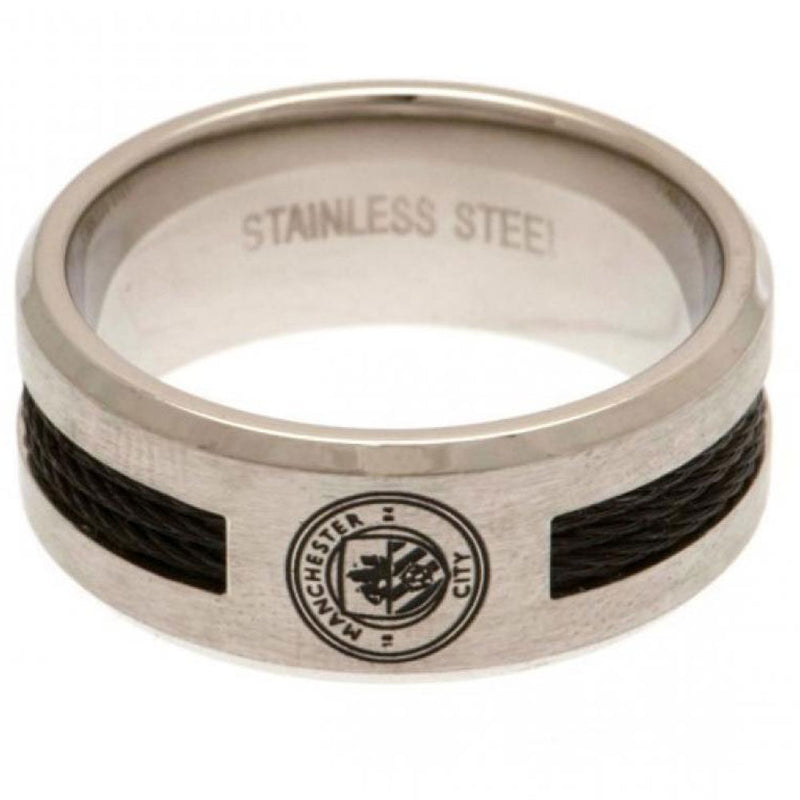 Manchester City FC Large Inlay Ring Stainless Steel City Crest