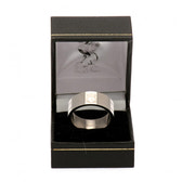 Liverpool FC Medium Stainless Steel Stripe Ring with Engraved Crest