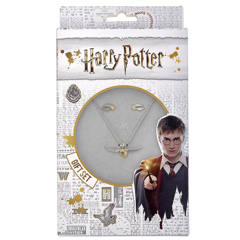 Harry Potter Silver Plated Necklace & Earrings Golden Snitch - Officially licensed merchandise.