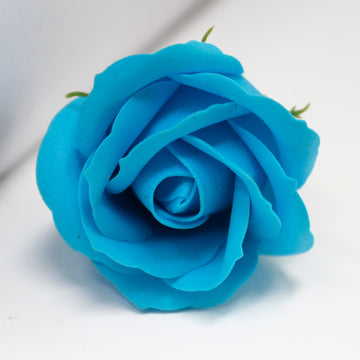 Craft Soap Flowers - Med Rose - Sky Blue x 10 pcs