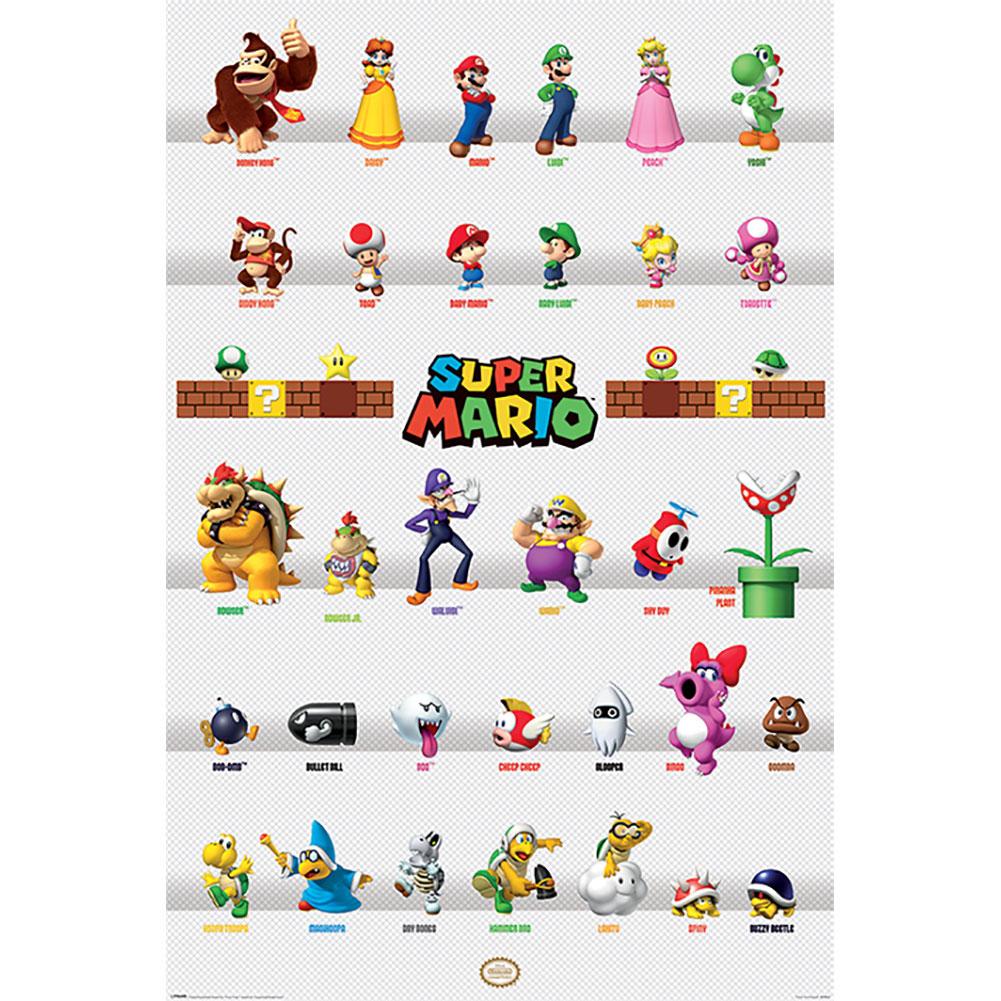 Super Mario Poster Character Parade 278 - Officially licensed merchandise.