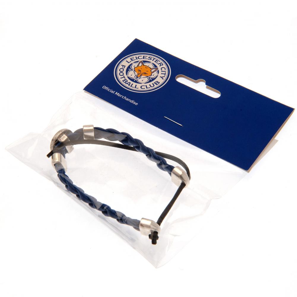 Leicester City FC Adjustable PU Slider Bracelet with Zamak Crest - Stylish Fan Accessory, featuring a trendy rope design and high-quality PU material. Perfect for showcasing team pride as a fashionable statement.