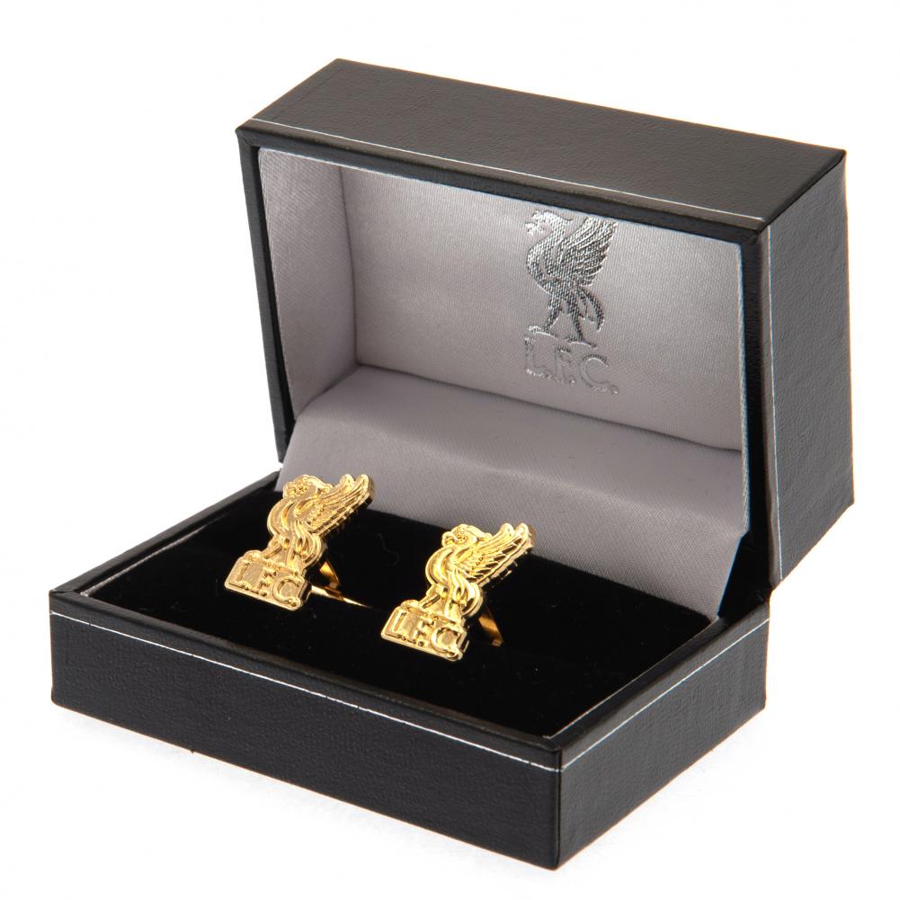 Liverpool FC Gold Plated Cufflinks with Iconic Liverbird Crest - Elegant accessory for fans, showcasing premium quality and stylish design for any occasion.