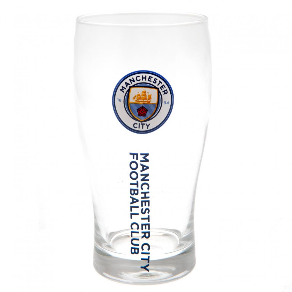 Manchester City FC Tulip Pint Glass - Officially licensed merchandise.