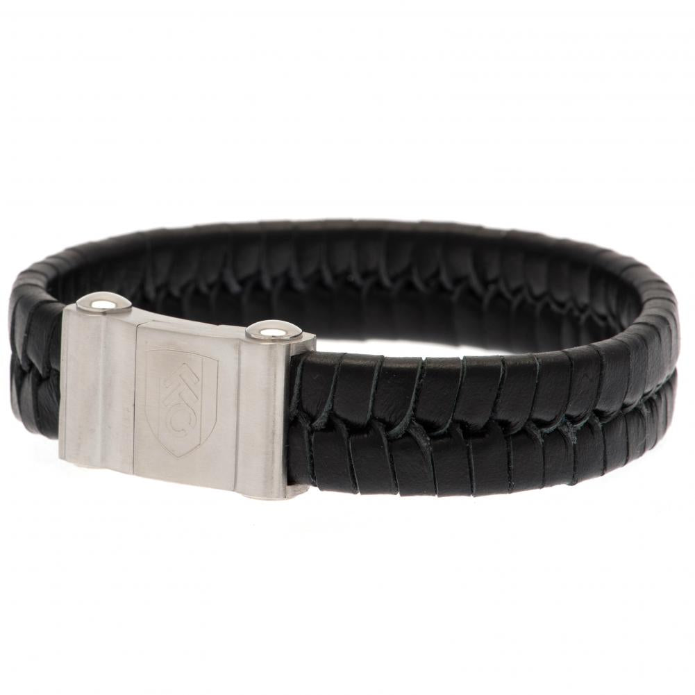 Fulham FC Single Plait Leather Bracelet - Officially licensed merchandise.