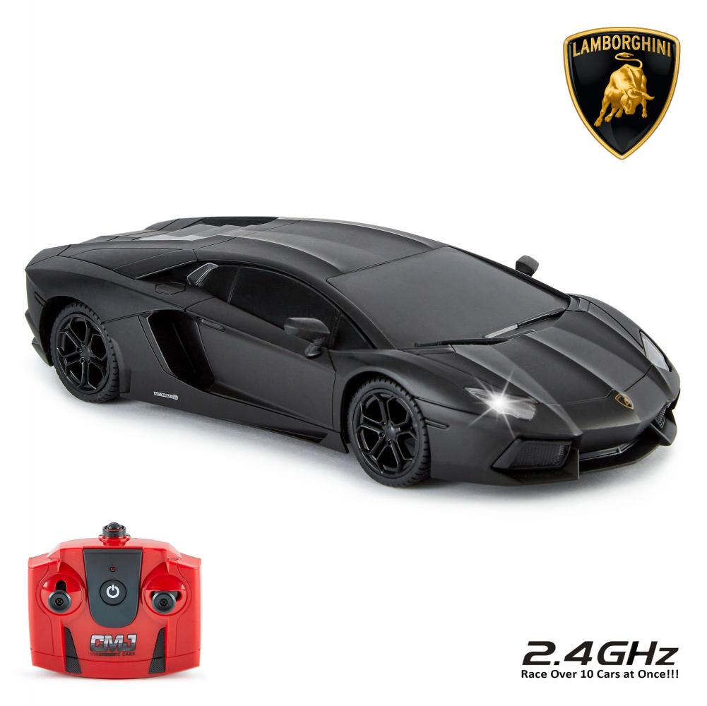 Lamborghini Aventador Radio Controlled Car 1:24 Scale Black - Officially licensed merchandise.