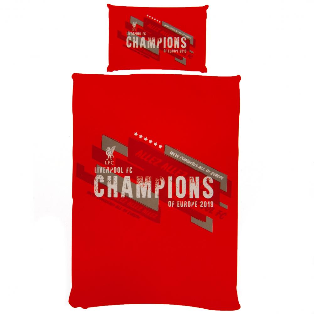 Liverpool FC Champions Of Europe Single Duvet Set - Officially licensed merchandise.