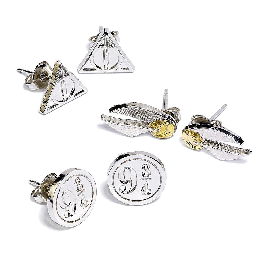 Harry Potter Silver Plated Earring Set - Officially licensed merchandise.