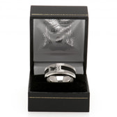 Liverpool FC Stainless Steel Black Inlay Ring for Small Sizes with Engraved LFC Crest