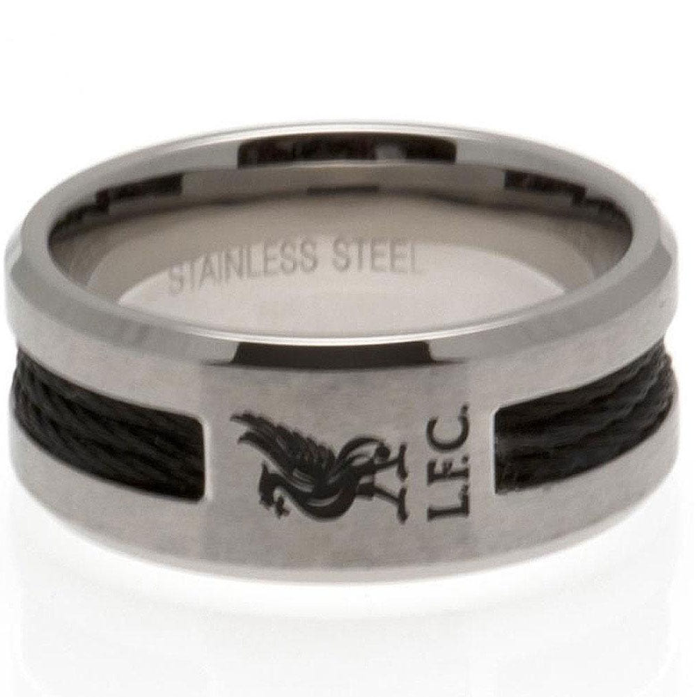 Liverpool FC Large Black Inlay Ring - Stainless Steel