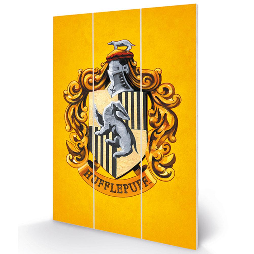 Harry Potter Wood Print Hufflepuff - Officially licensed merchandise.