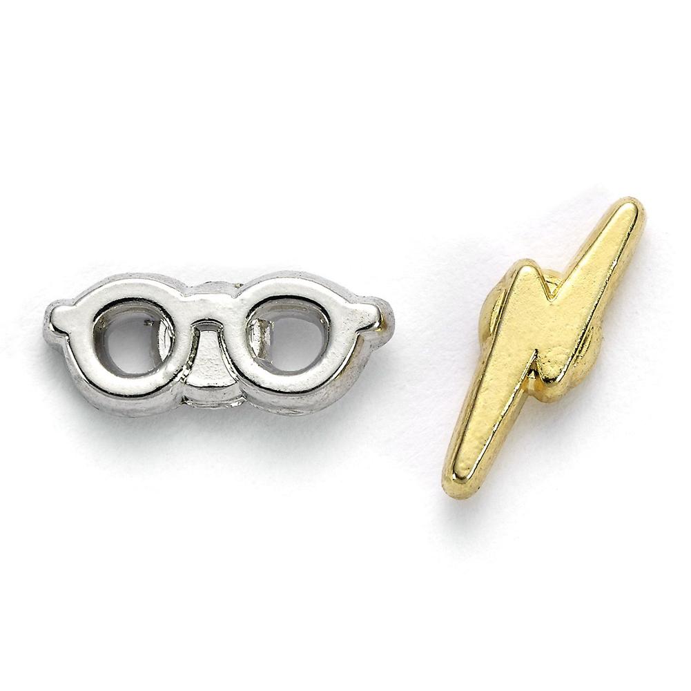 Harry Potter Silver Plated Earrings Lightning Bolt & Glasses - Officially licensed merchandise.
