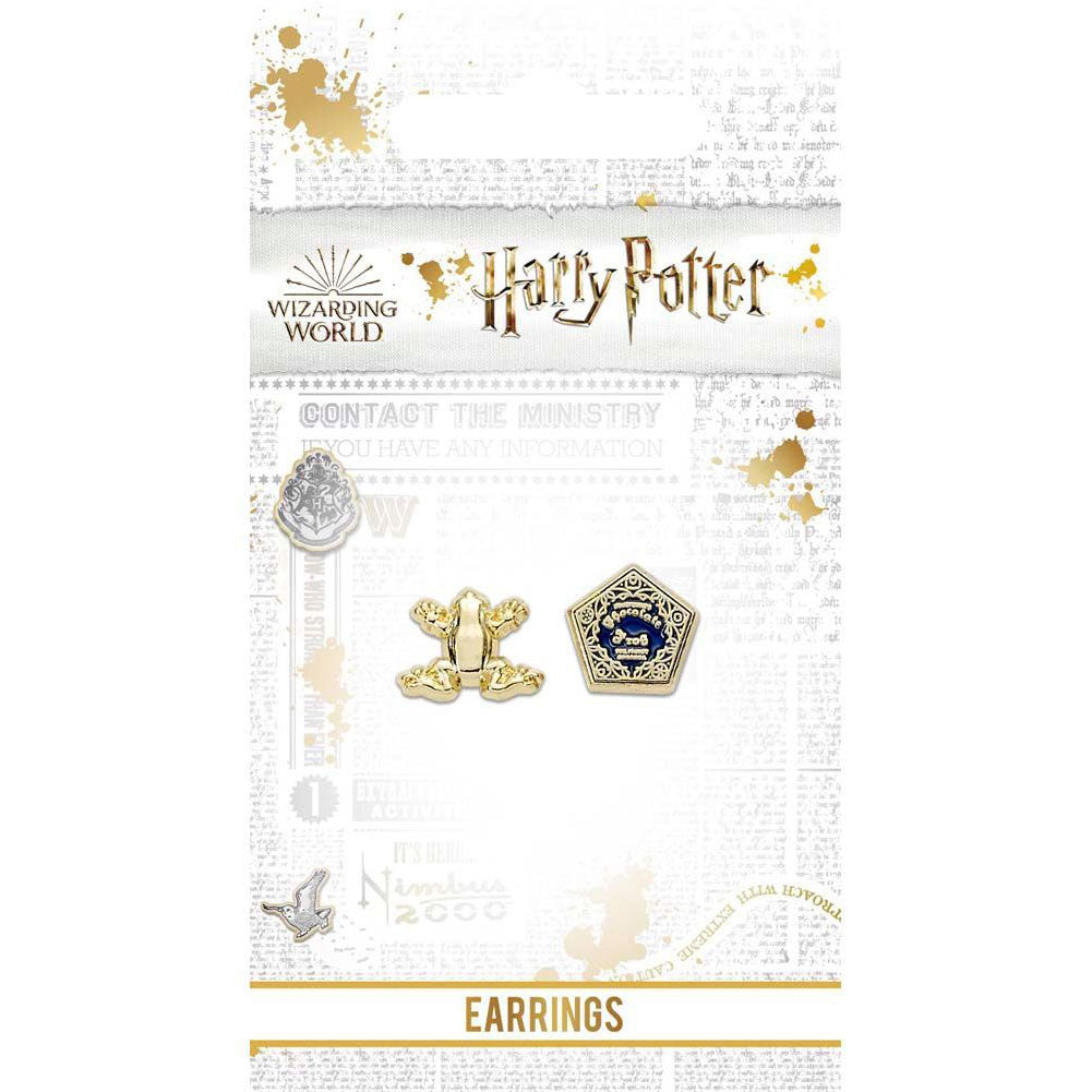 Harry Potter Gold Plated Earrings Chocolate Frog - Officially licensed merchandise.