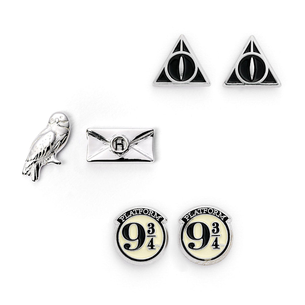 Harry Potter Silver Plated Earring Set CL - Officially licensed merchandise.