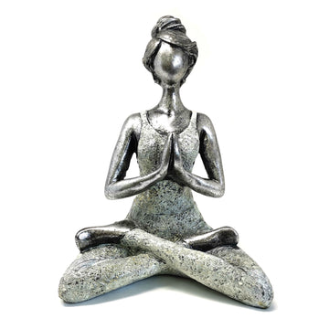 Yoga Lady Figure -  Silver & White 24cm