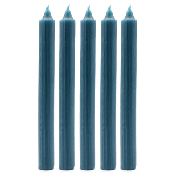 Solid Colour Dinner Candles - Rustic Teal - Pack of 5