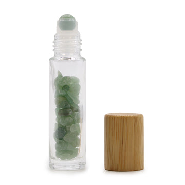 Gemstone Essential Oil Roller Bottle - Aventurine - Wooden Cap