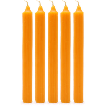 Solid Colour Dinner Candles - Rustic Mango - Pack of 5